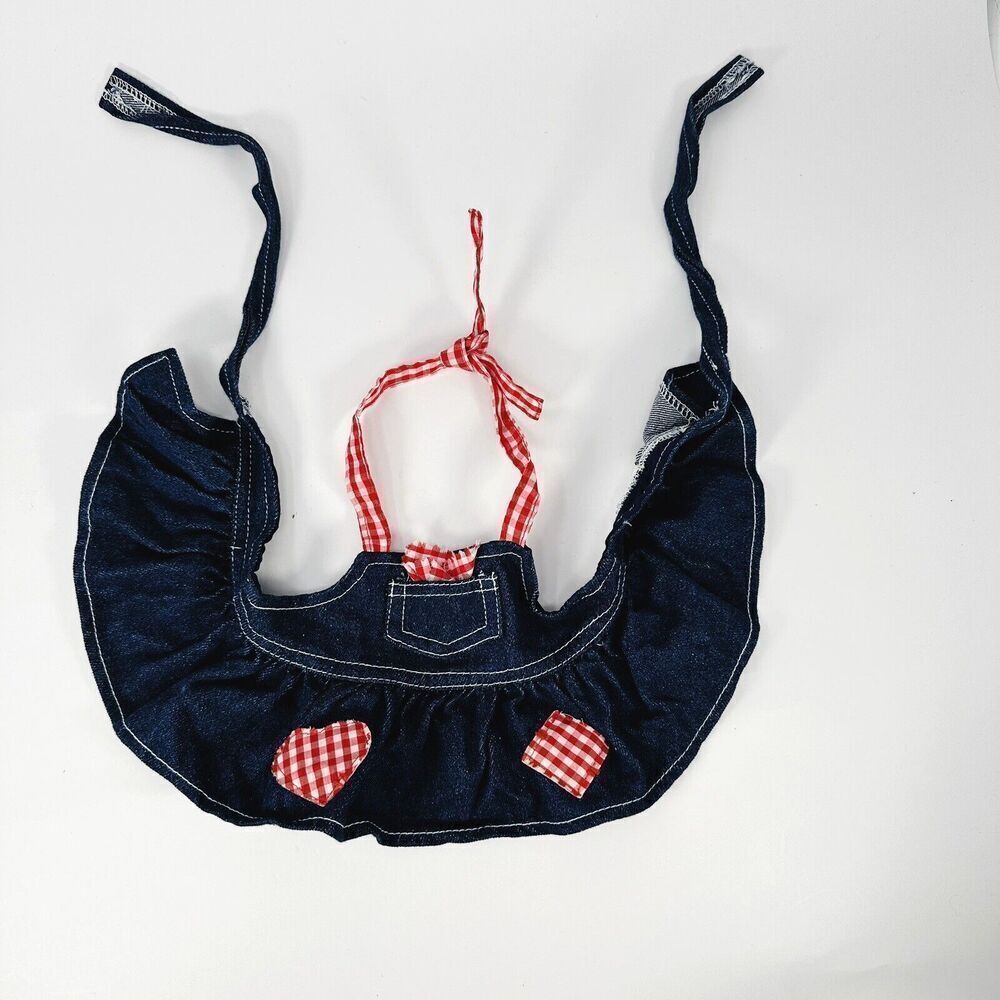 Build A Bear Pinafore Red Gingham Denim Dress Outfit Tie Jean